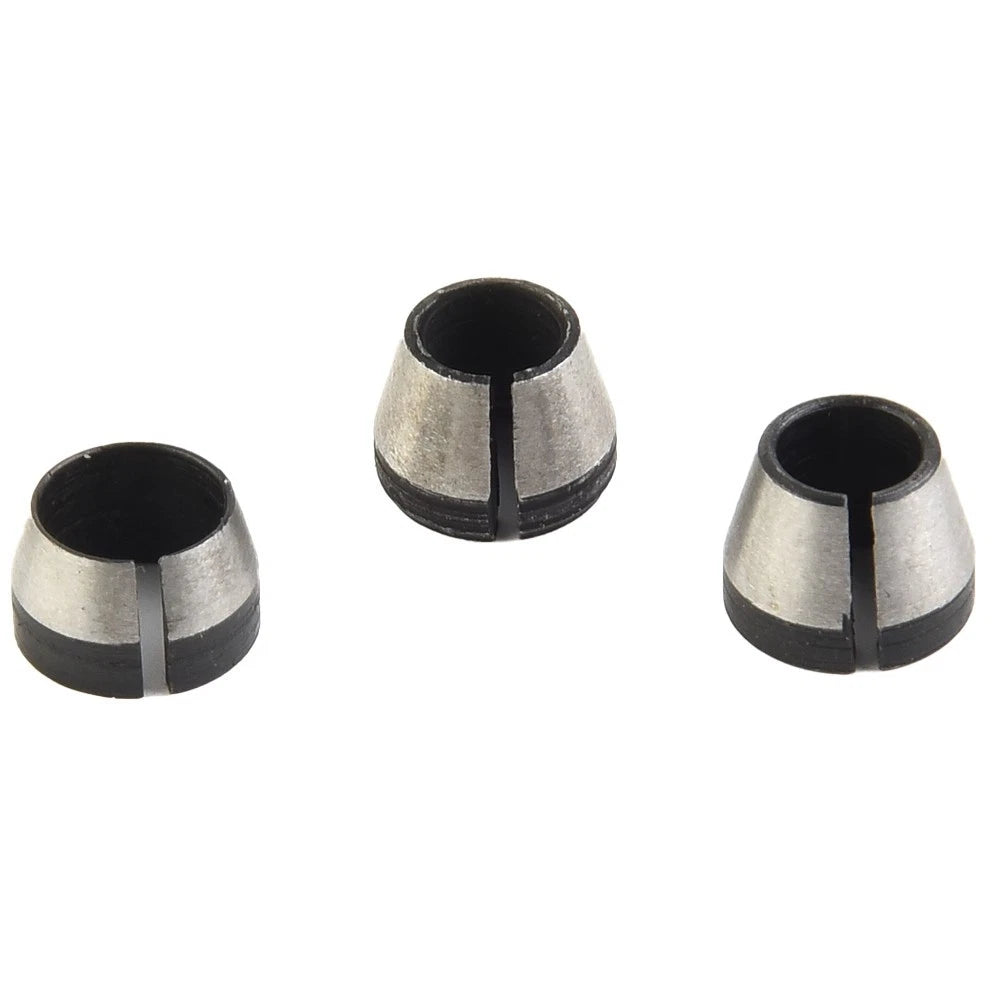 Set of 3 Collet Chucks for Electric Router (6mm, 6.35mm, 8mm)