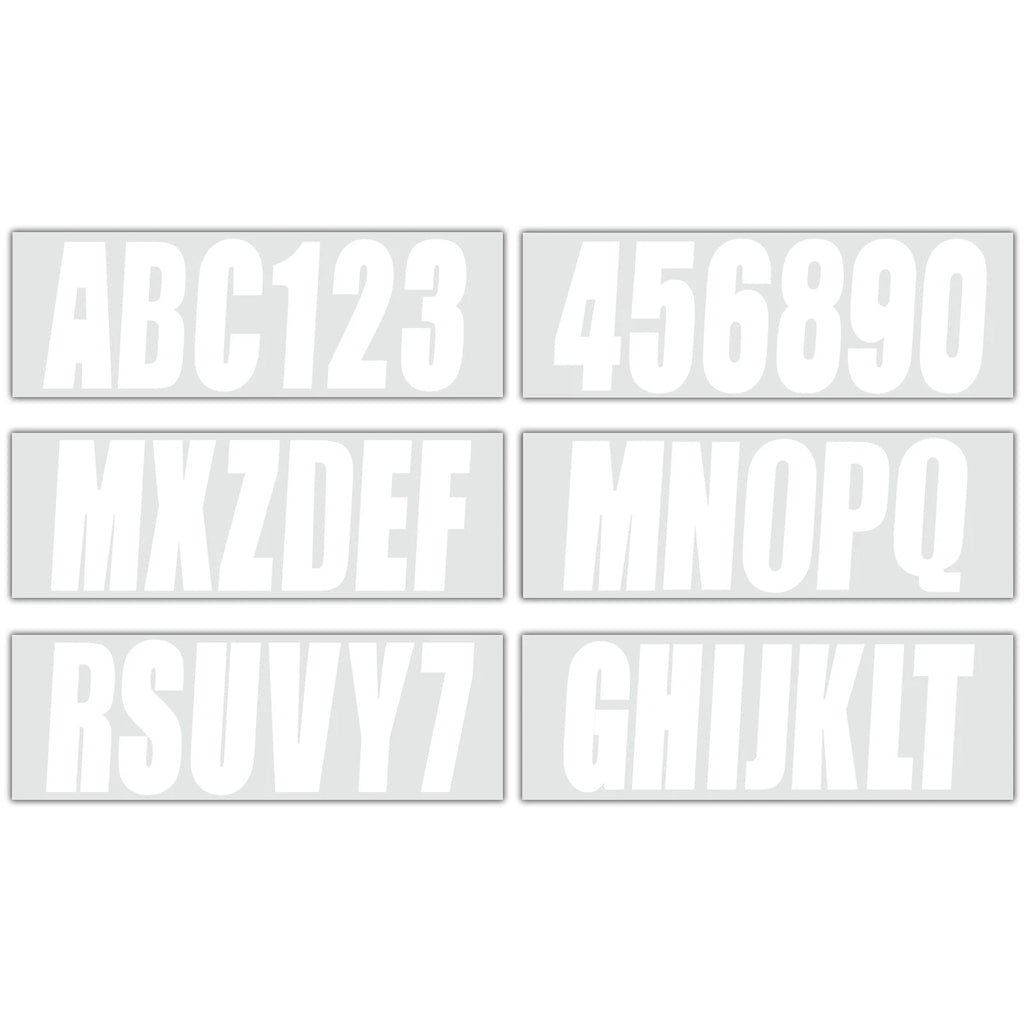 4X Boat Registration Numbers & Letters Decal Stickers 3" White