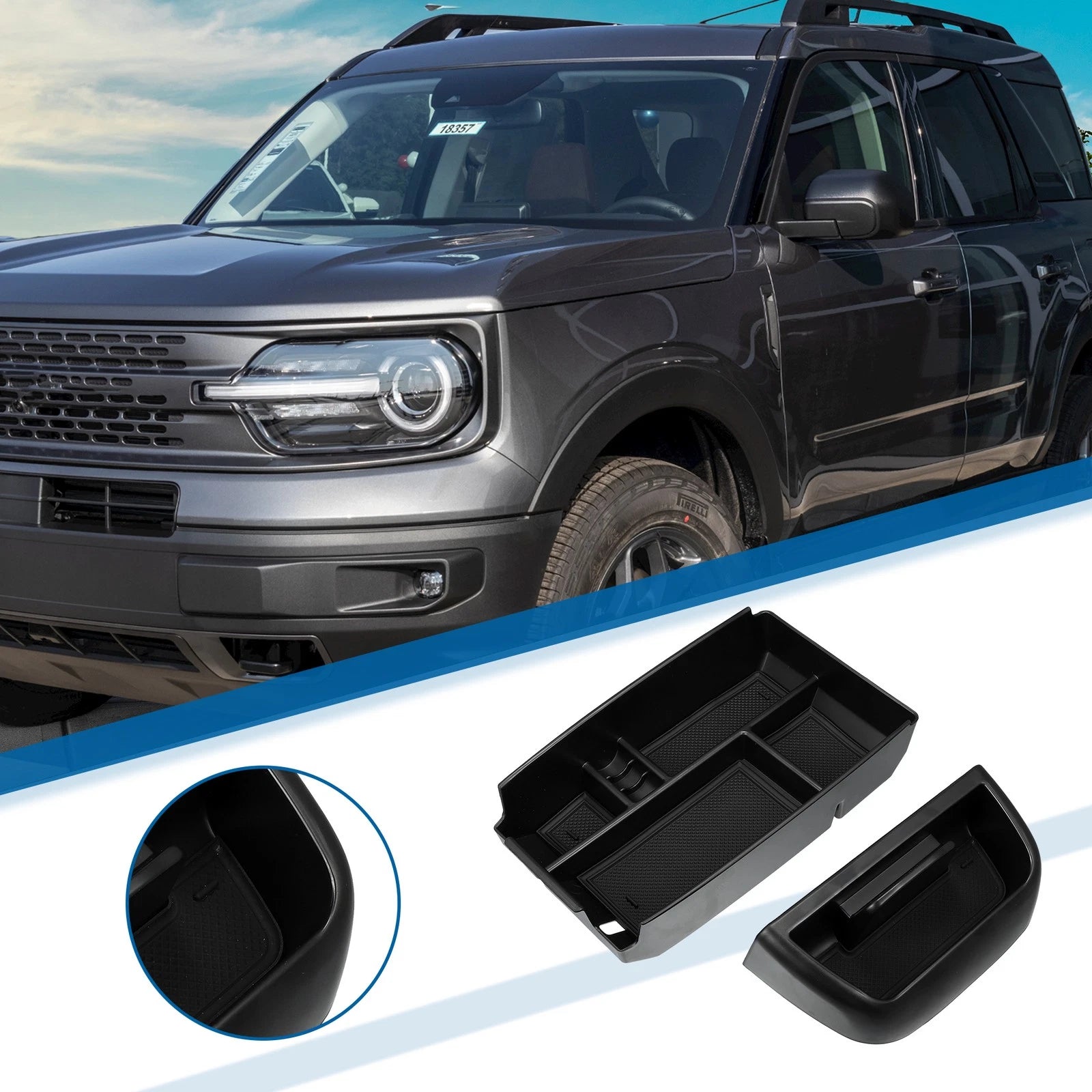 2X Dashboard Organizer Insert Tray for Ford Bronco Sport (2021–2023)