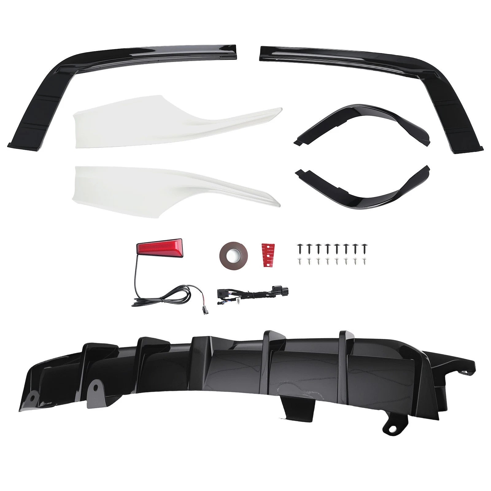 Rear Bumper Diffuser + White Corner Apron Spat for Honda Accord (2018–2022)