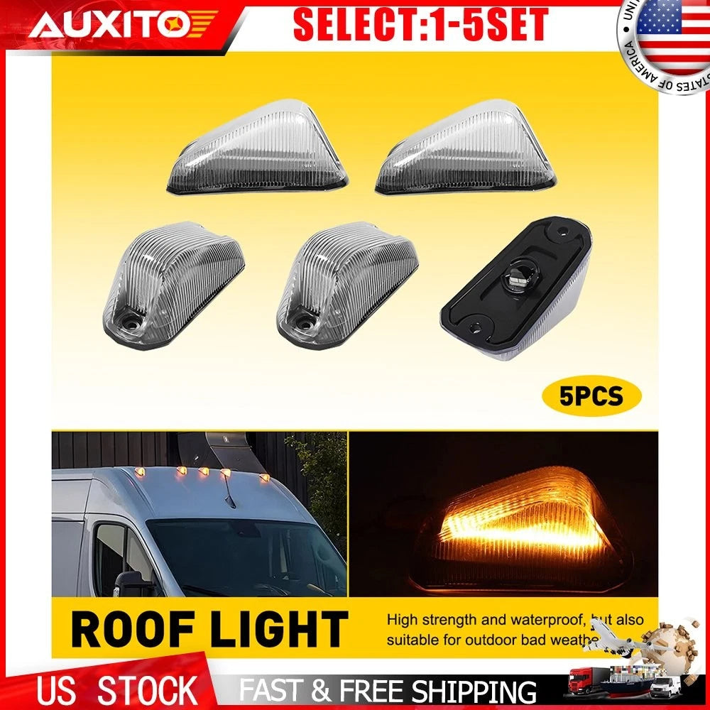 Set of 5 Amber LED Front Roof Clearance Lights for RAM ProMaster 1500 2500 (2014–2023)