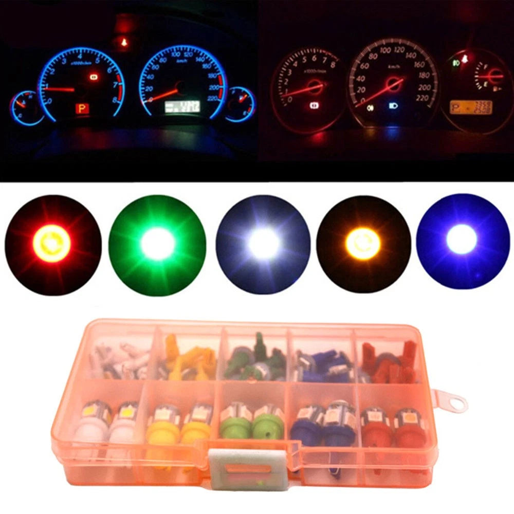 40Pcs T5 T10 LED Dashboard Light Bulb for Universal Cars (12V)