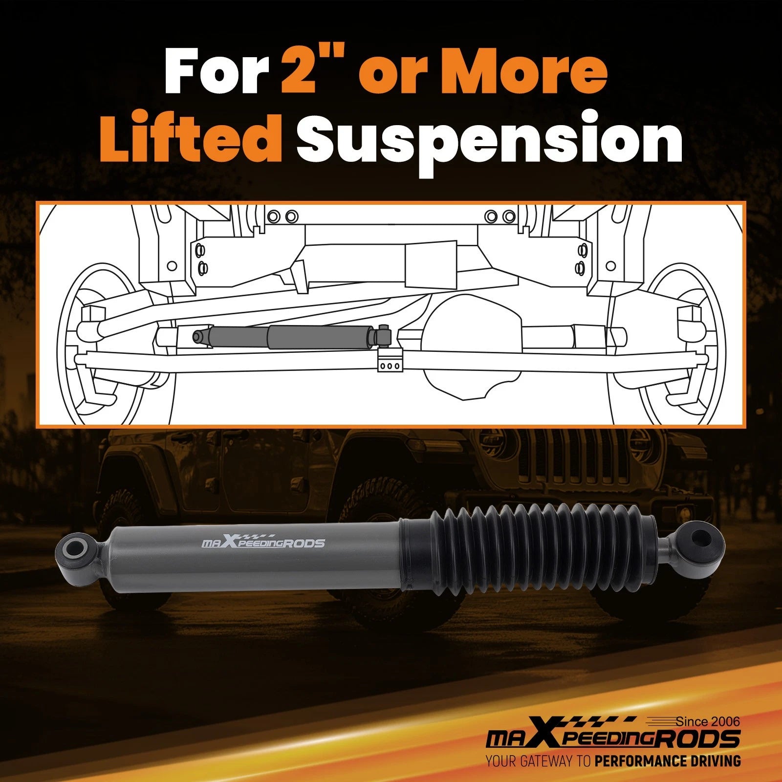 Steering Stabilizer with Mounting Brackets for Jeep Wrangler JK (2007–2018)