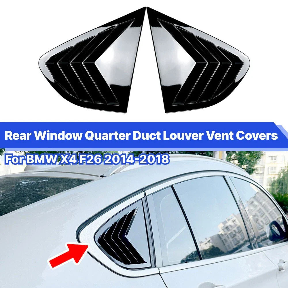 Black Rear Side Window Blinds Louver Cover Accessories for BMW X4 (2014–2018)