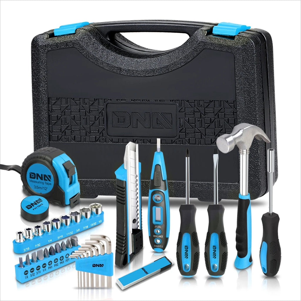46-Piece Household Toolbox Set with Screwdrivers, Hammers, Pliers, Hex Keys