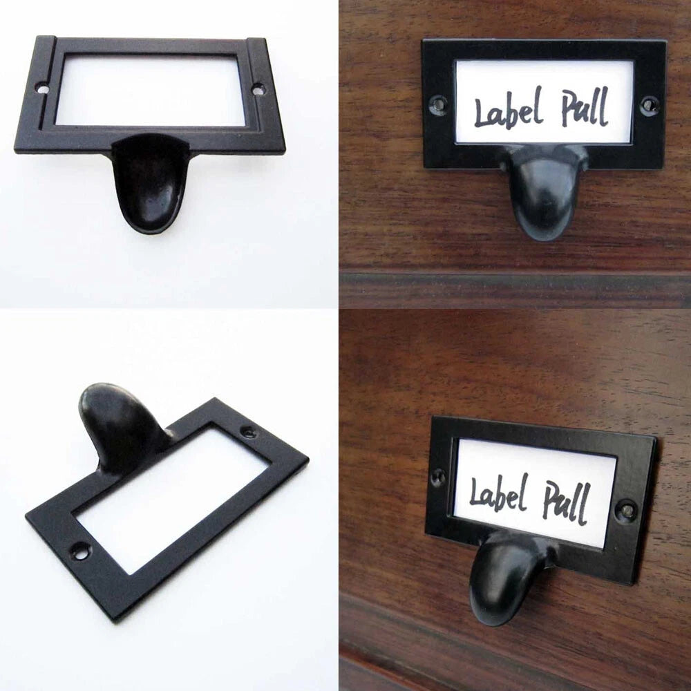 Set of 12 Vintage Drawer Cabinet Label Tag Pulls for