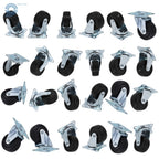 Set of 24 Rubber Swivel Caster Wheels with Top Plate for Heavy Duty Use