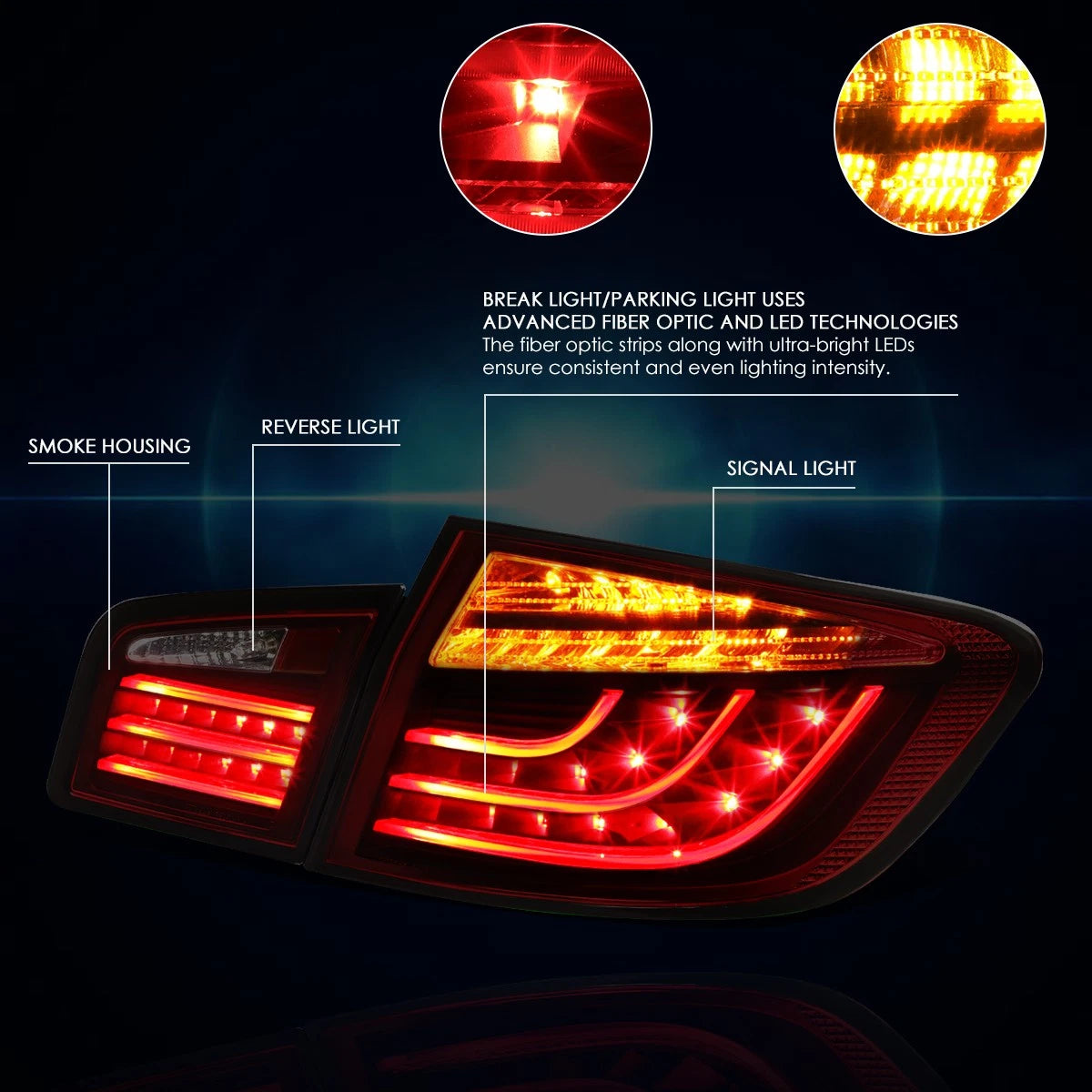 3D LED Streak Tail Light for BMW 5-Series F10 (2011–2013) Smoked/Red