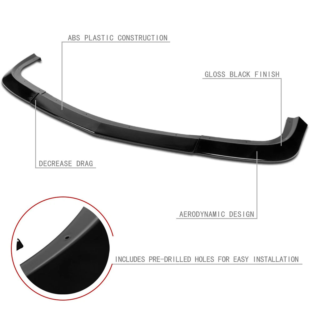 3Pc Front Bumper Lip Splitter Spoiler for Dodge Challenger (2015–2021)