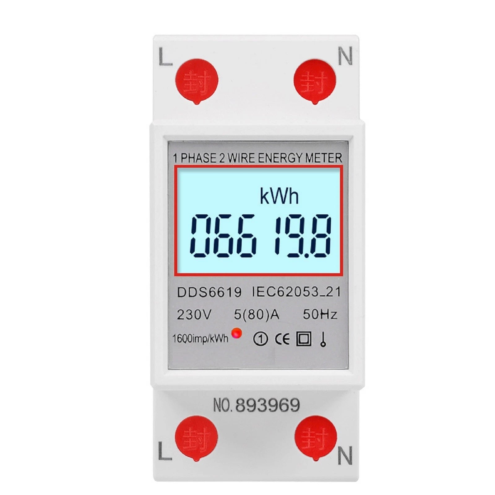Digital Energy Meter 2 Wire 230V 580 Amp with LCD Display for Automotive