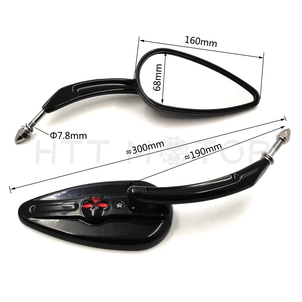 Black Long Stem Door Hinge Off Mirrors for Jeep Wrangler (1987–2019)