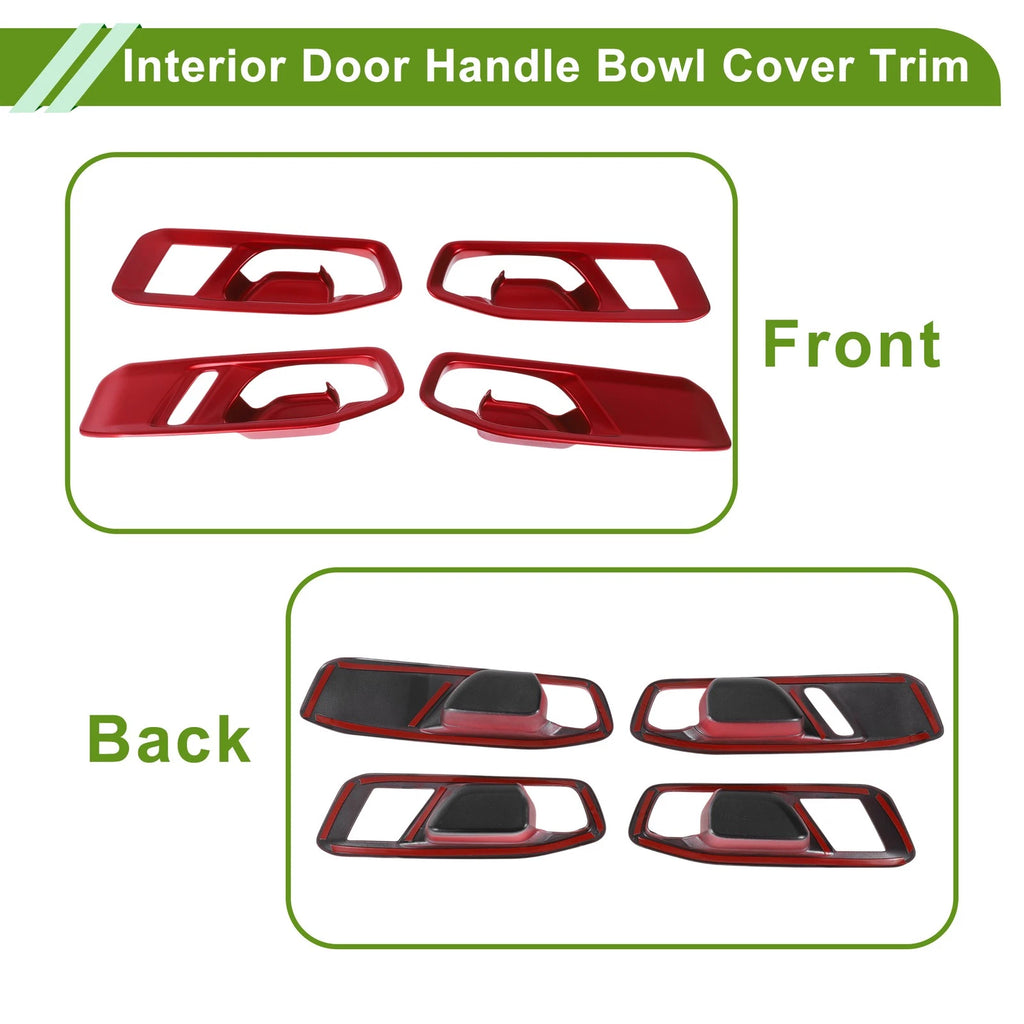 Set of 4 Interior Door Handle Bowl Cover Trim for Honda Accord (2023–2025) Red ABS