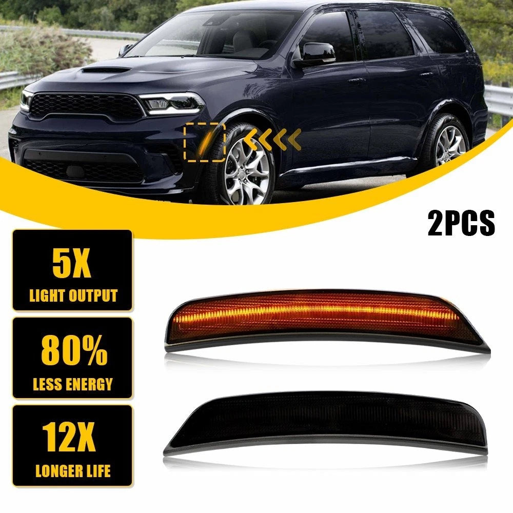 Pair Smoked Amber LED Front Side Marker Lights for Dodge Durango (2021–2025)