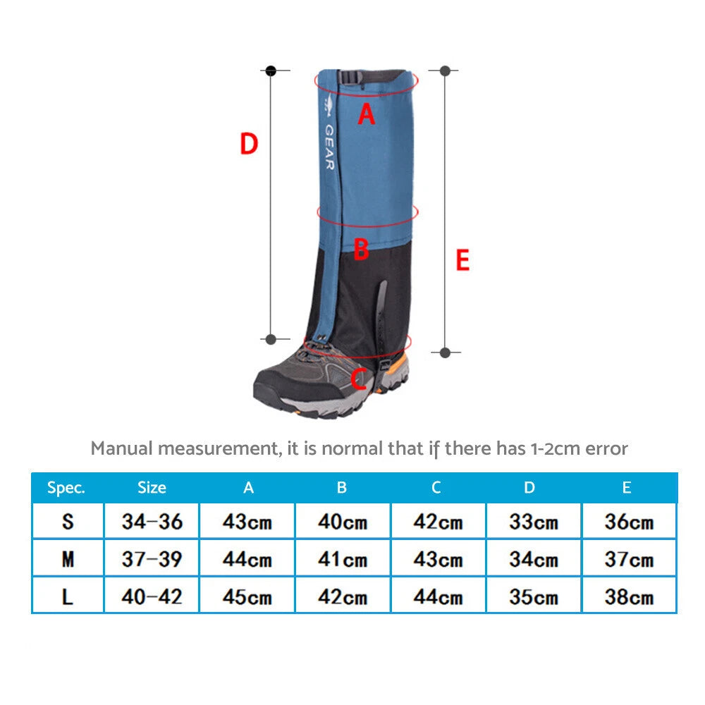 Waterproof Snow Hiking Gaiters for Boots (Universal Fit)