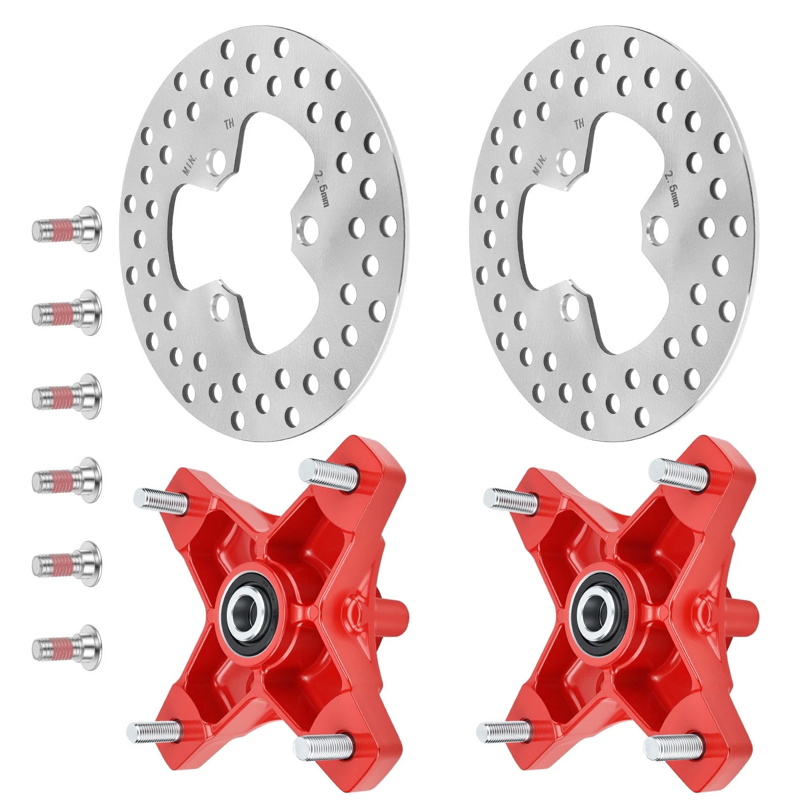 Set of 2 Red Wheel Hubs w/ Brake Discs for Honda TRX250X (2009–2014)