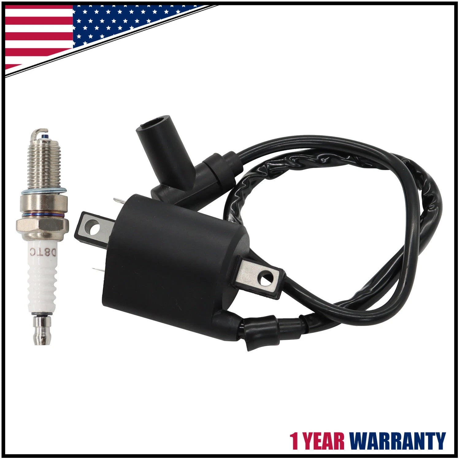 Ignition Coil and Spark Plug for Yamaha Golf Cart G2 G5 G8 G9 G11 G14 (1990–2006)