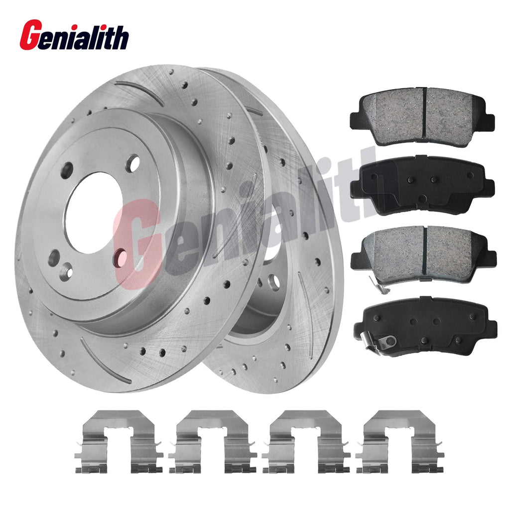 Rear Disc Rotors Ceramic Brake Pad Kit for Hyundai Accent Kia Rio (2012–2017)