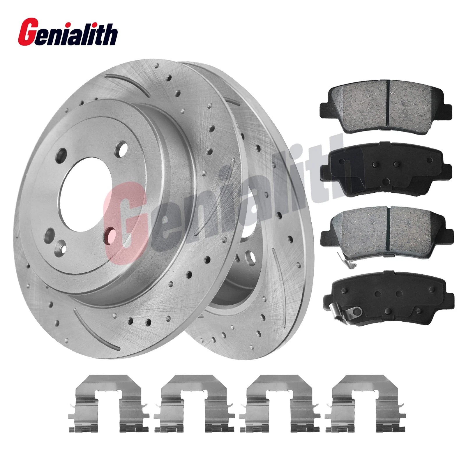 Rear Disc Rotors Ceramic Brake Pad Kit for Hyundai Accent Kia Rio (2012–2017)