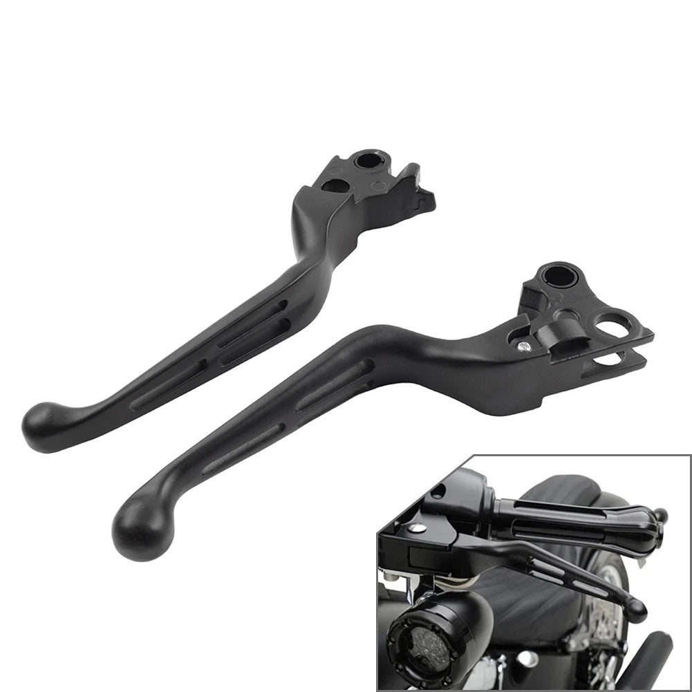 Black Brake Lever Set for Harley Davidson (1996–2017) 16 Slotted Clutch Levers