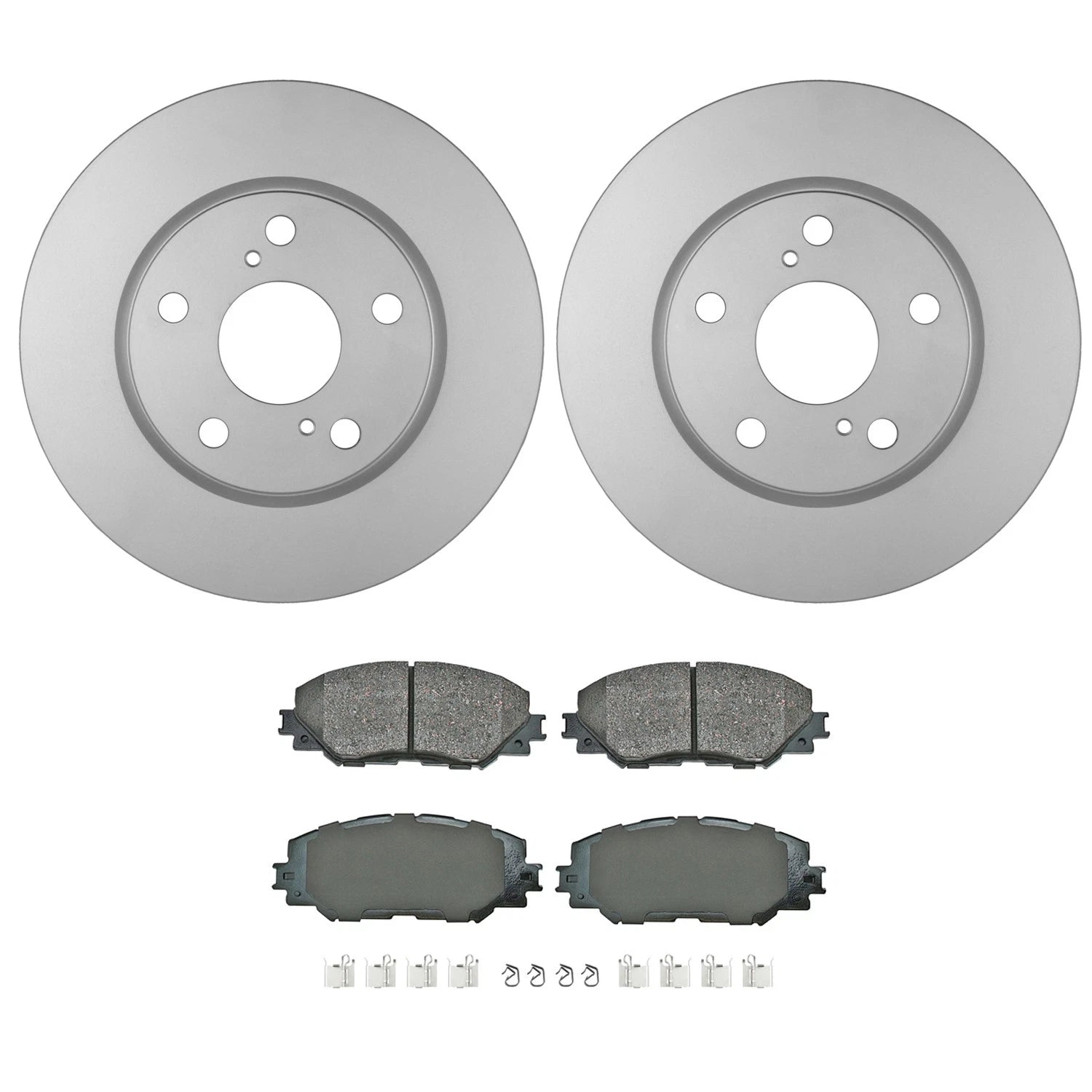 Set of 2 Bosch QuietCast Front Rotors & Akebono ProACT Pads for RAV4