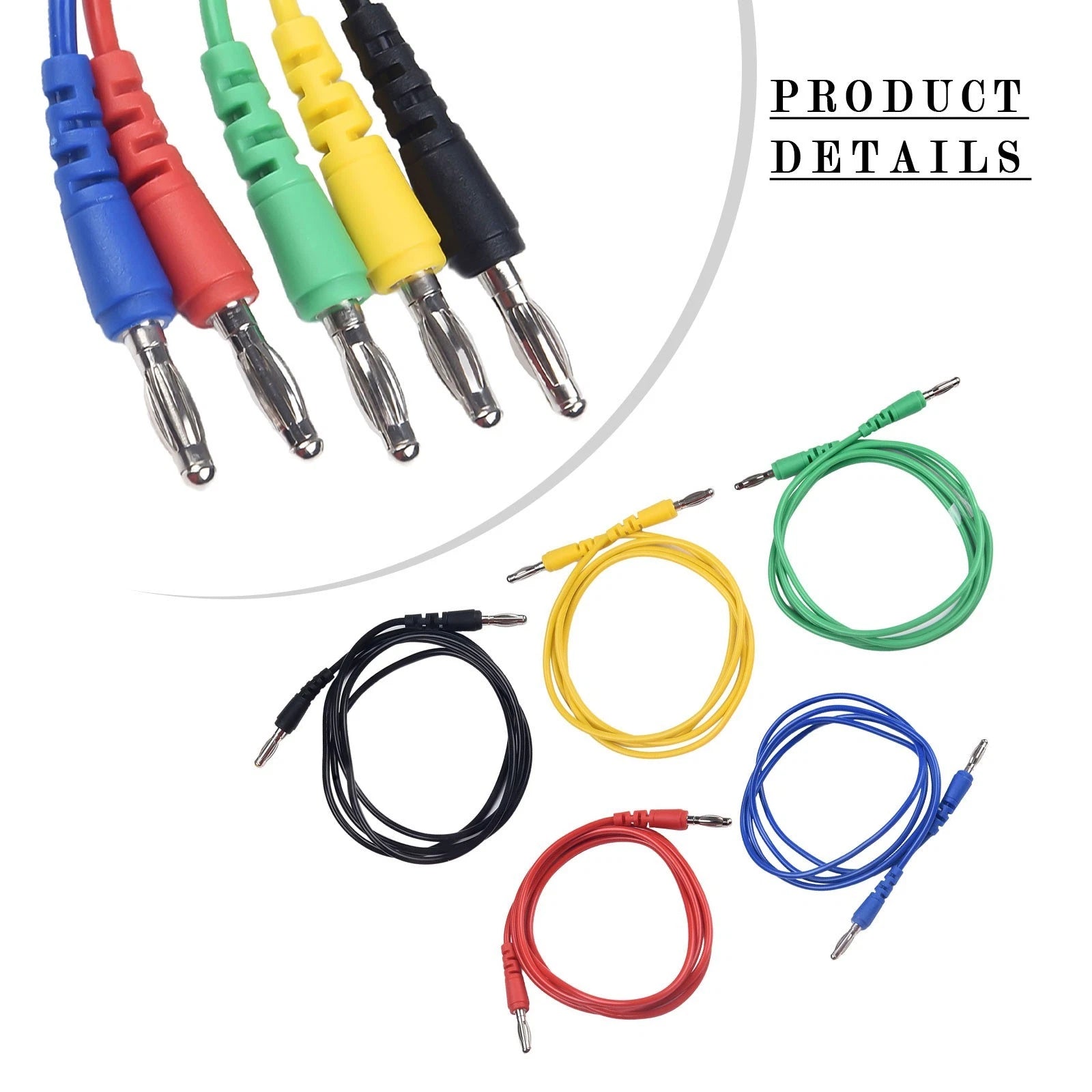 5PCS Copper Banana Plug Test Leads for Automotive Use (100cm)