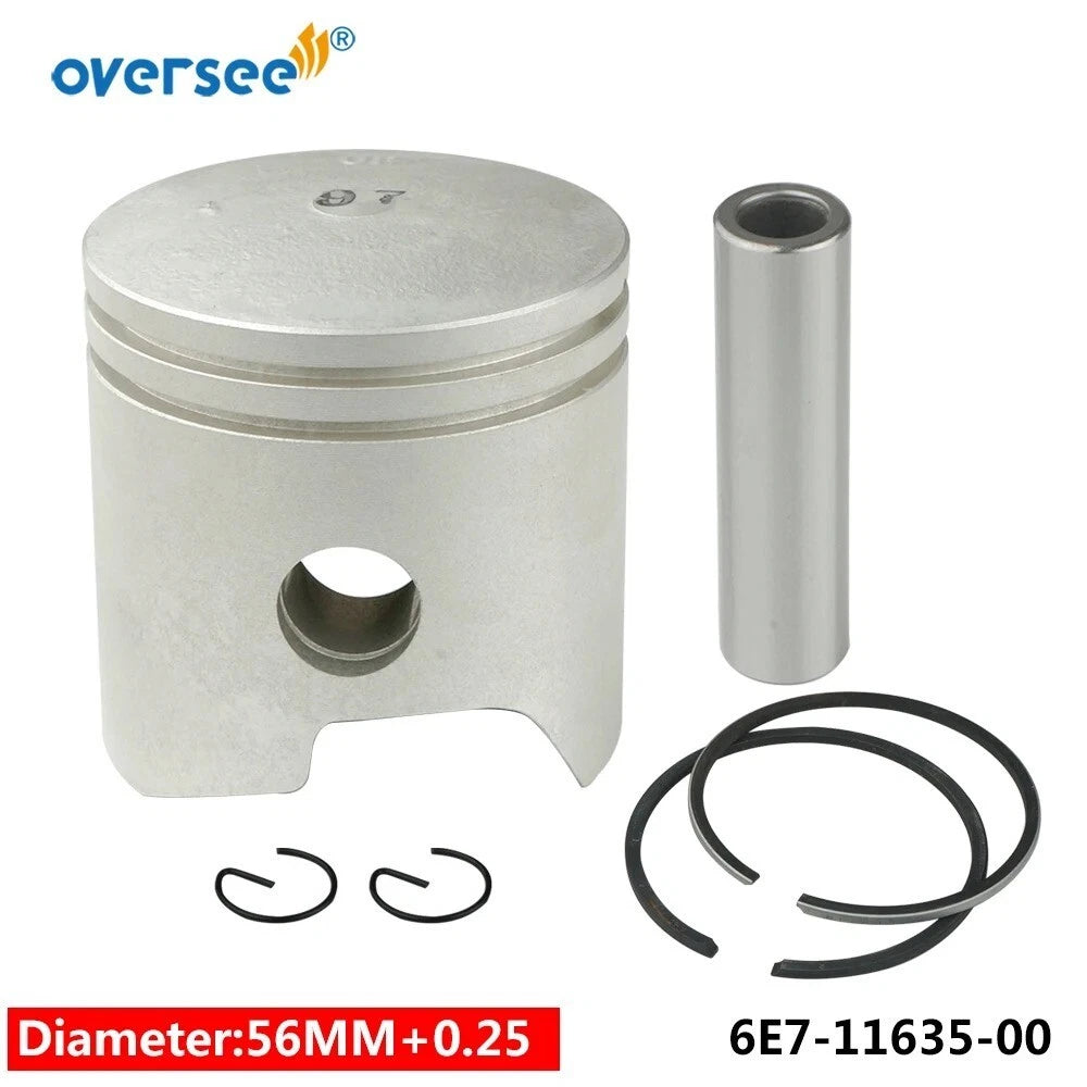 Piston Set +025 & Ring for Yamaha 2T 9.9HP 15HP Outboard (682-11631-1, 6E7-11635-00)