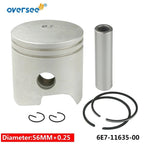 Piston Set +025 & Ring for Yamaha 2T 9.9HP 15HP Outboard (682-11631-1, 6E7-11635-00)