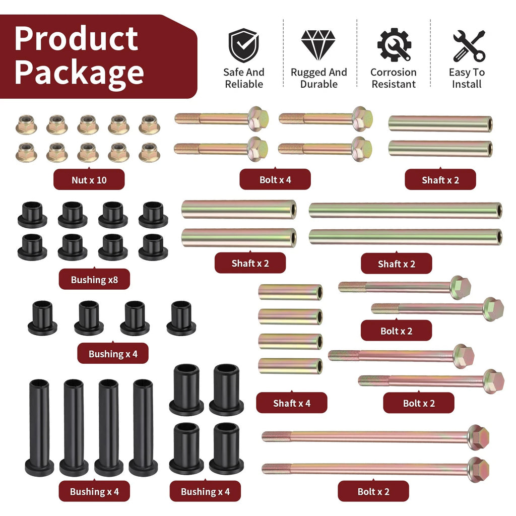2X Rear A-Arm Bushing Kit for Polaris Scrambler Sportsman 550 850 1000 (2010–2019)