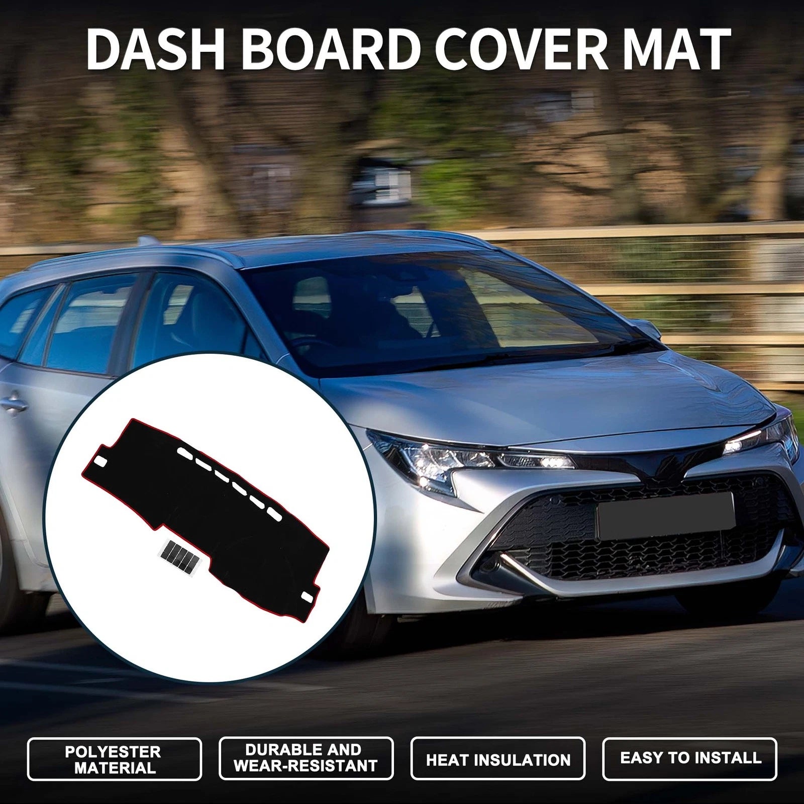 Dashboard Cover Mat for Toyota Corolla (2007–2012) Black Red 1 Set