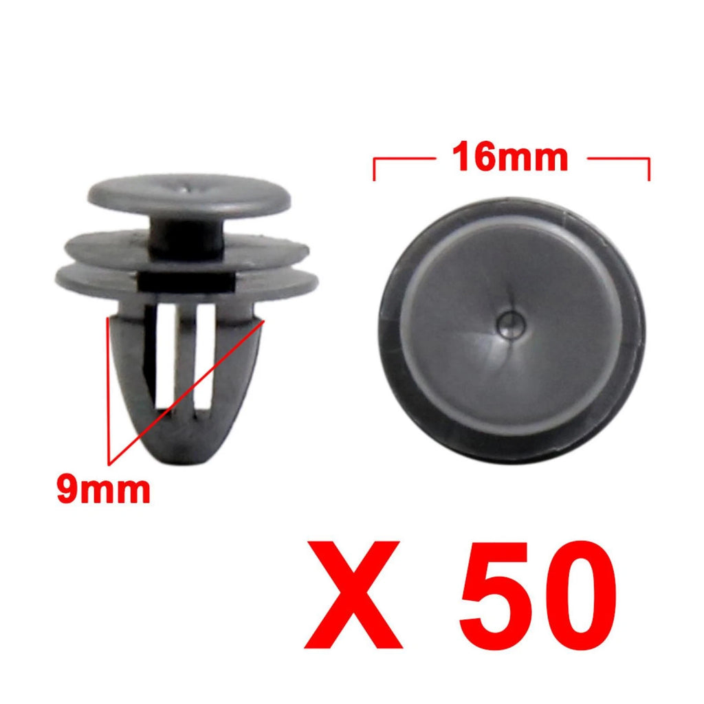 50pcs Gray Plastic Bumper Retainer Clips 9mm for Honda 