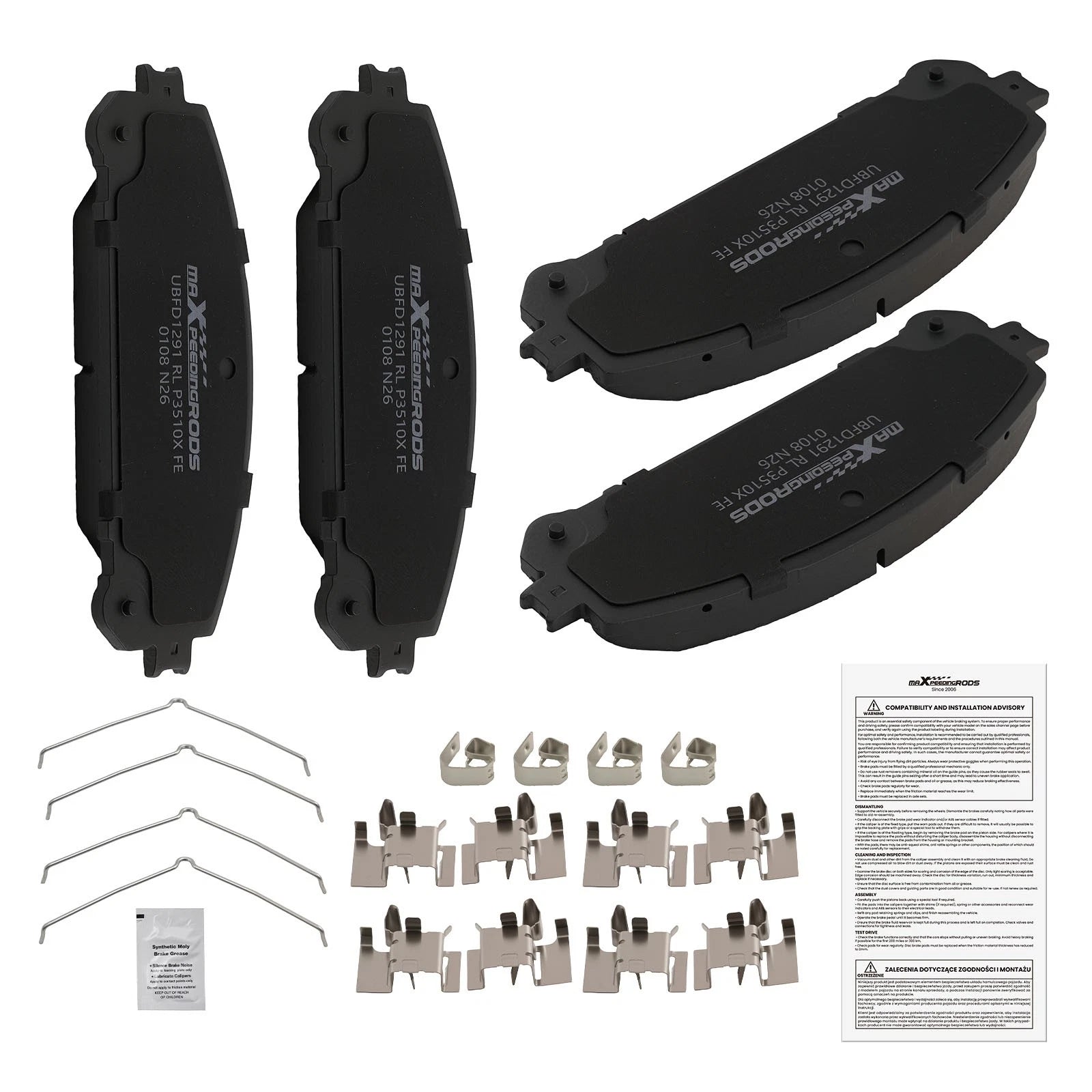 Front Brake Pads Set for Toyota Grand Highlander/Highlander/RAV4 Prime/Sienna