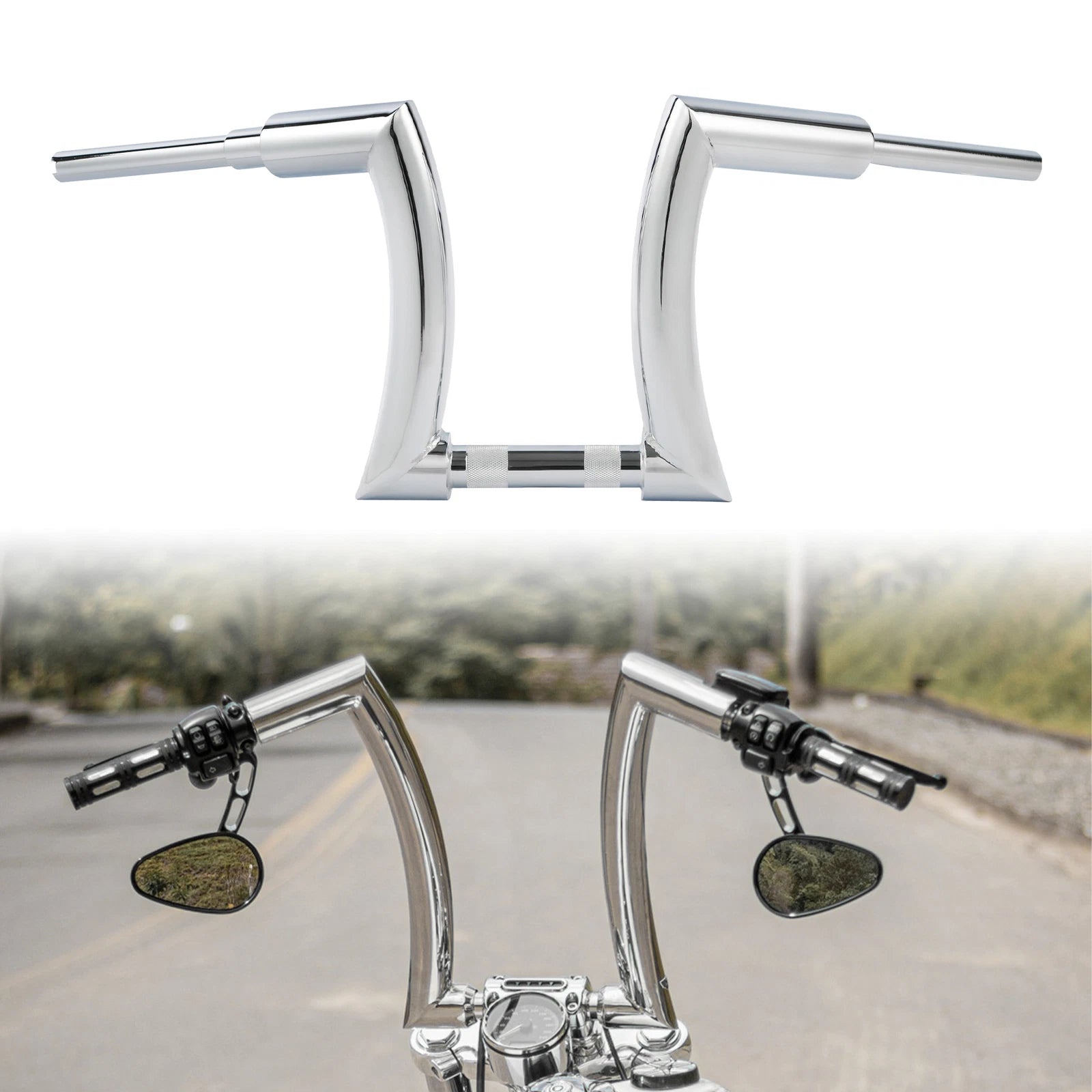 Chrome 14" Rise 2" Ape Hanger Handlebar for Harley FLST FXST (1990–2023)