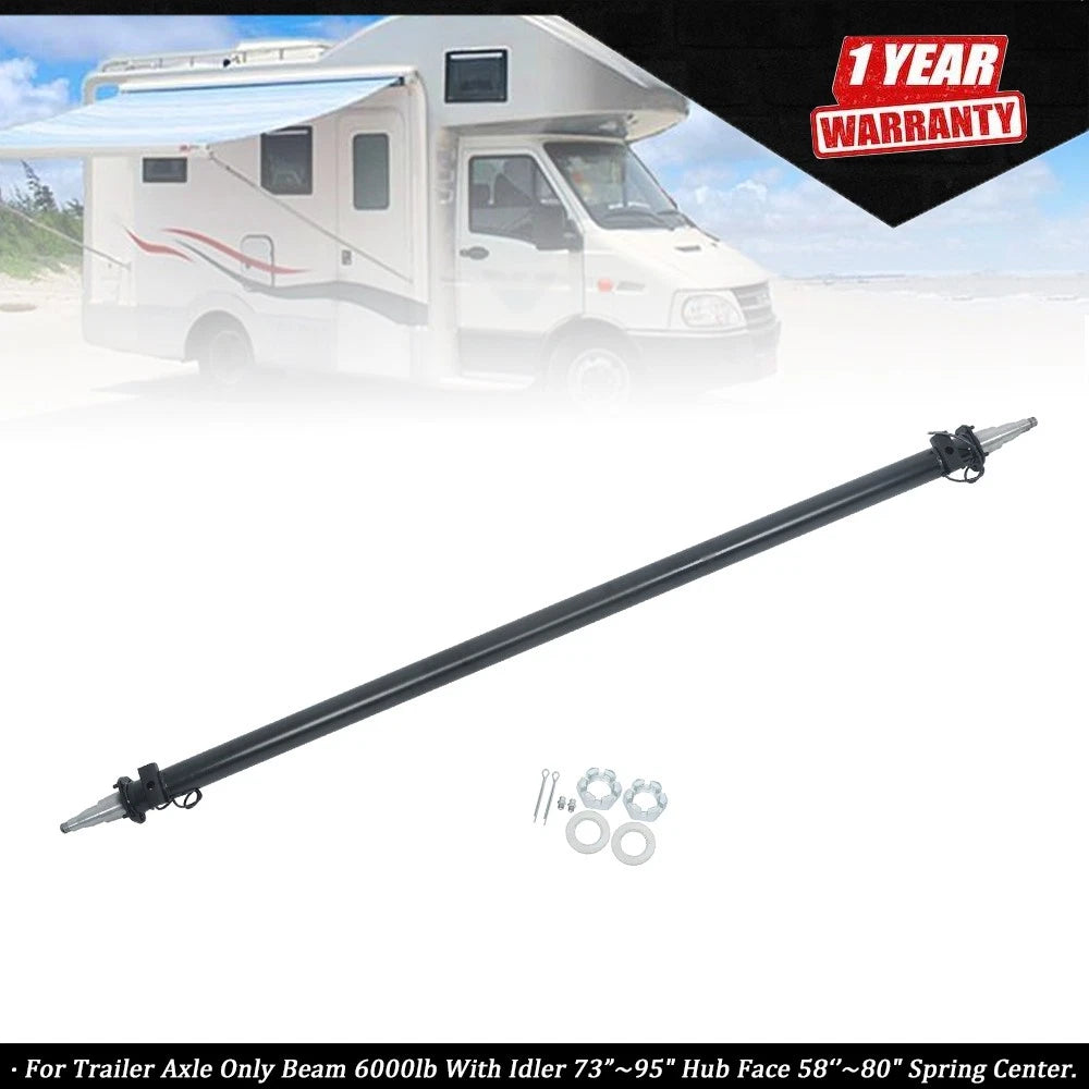 Trailer Axle Beam 6000lb for 73"–95" Hub Face (Fits Various Models)