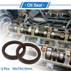 2X Oil Seal Rotary Shaft Seal FKM Rubber 55x70x10mm  