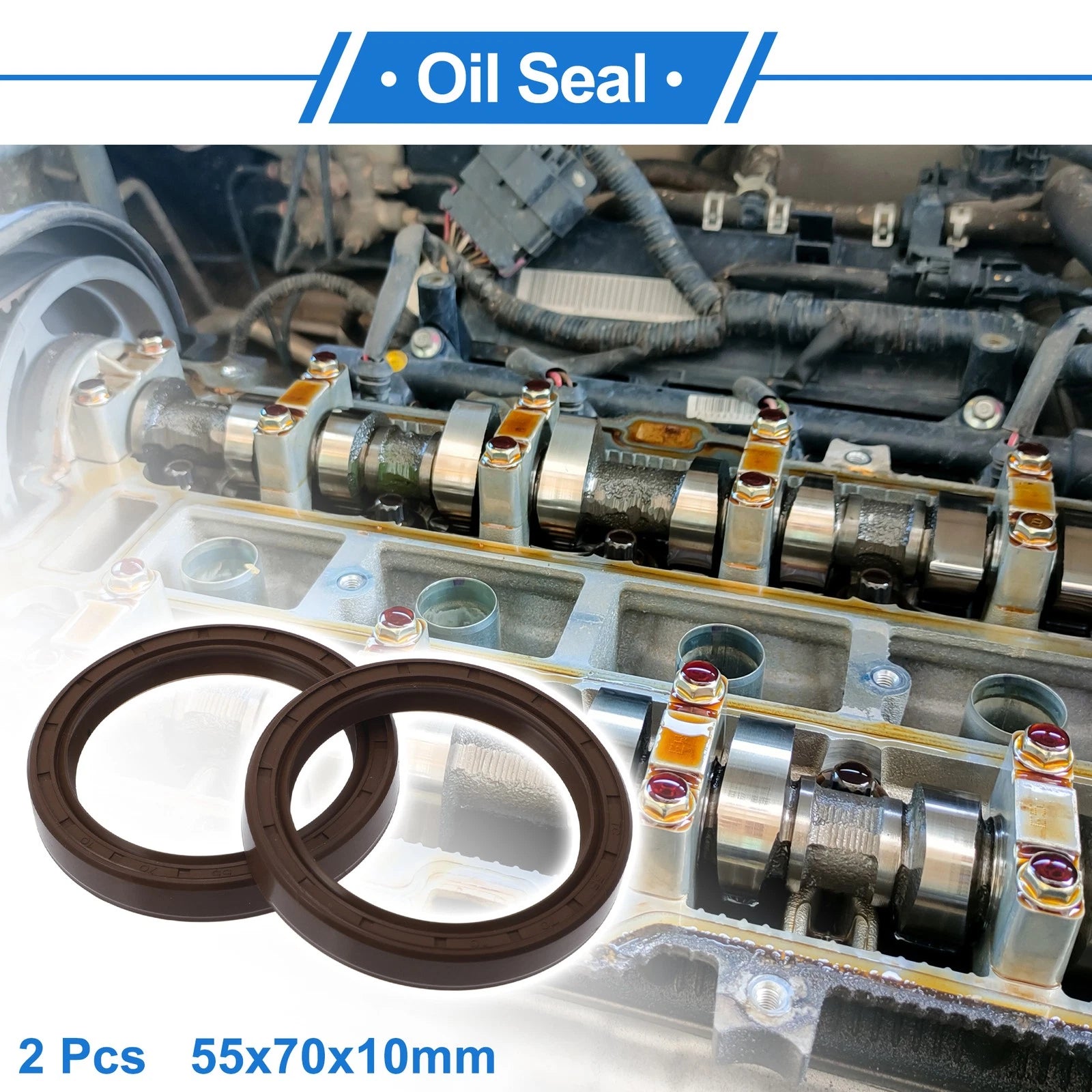 2X Oil Seal Rotary Shaft Seal FKM Rubber 55x70x10mm  