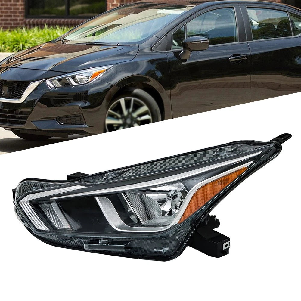 Headlight Assembly for Nissan Versa (2020–2021) LH Side Chrome Halogen