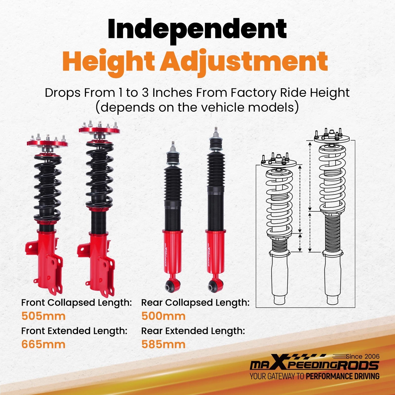 Coilovers 24 Step Adjustable Damping Kit for Ford Mustang (2005–2014)