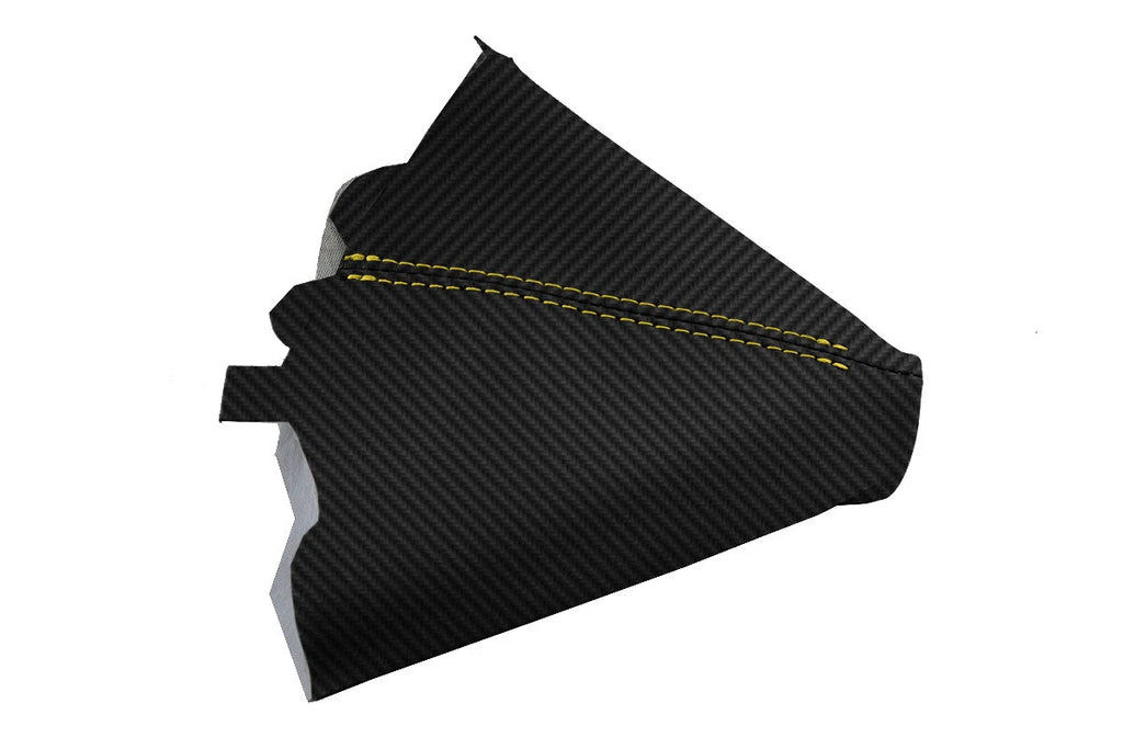 Automatic Shift Boot Cover for BMW E81 E82 E87 (2004–2013) Carbon Fiber Yellow Stitch