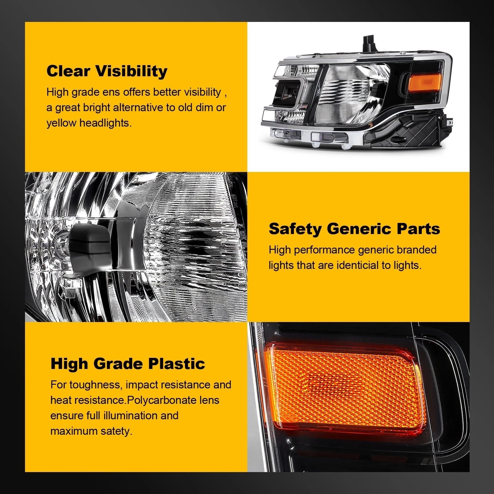 Driver Side Headlight with Bulbs for Ford Flex (2013–2019)