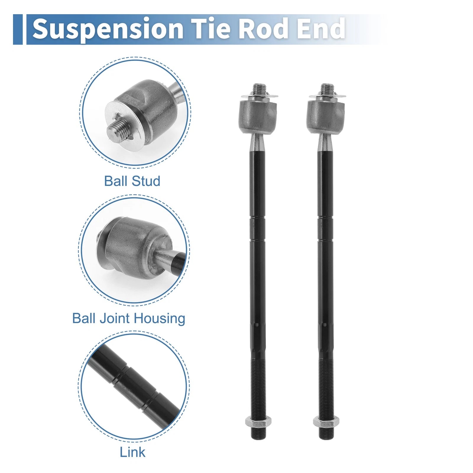 2 Pcs Front Inner Tie Rod End Links for Toyota Matrix (2003–2008) No.EV424