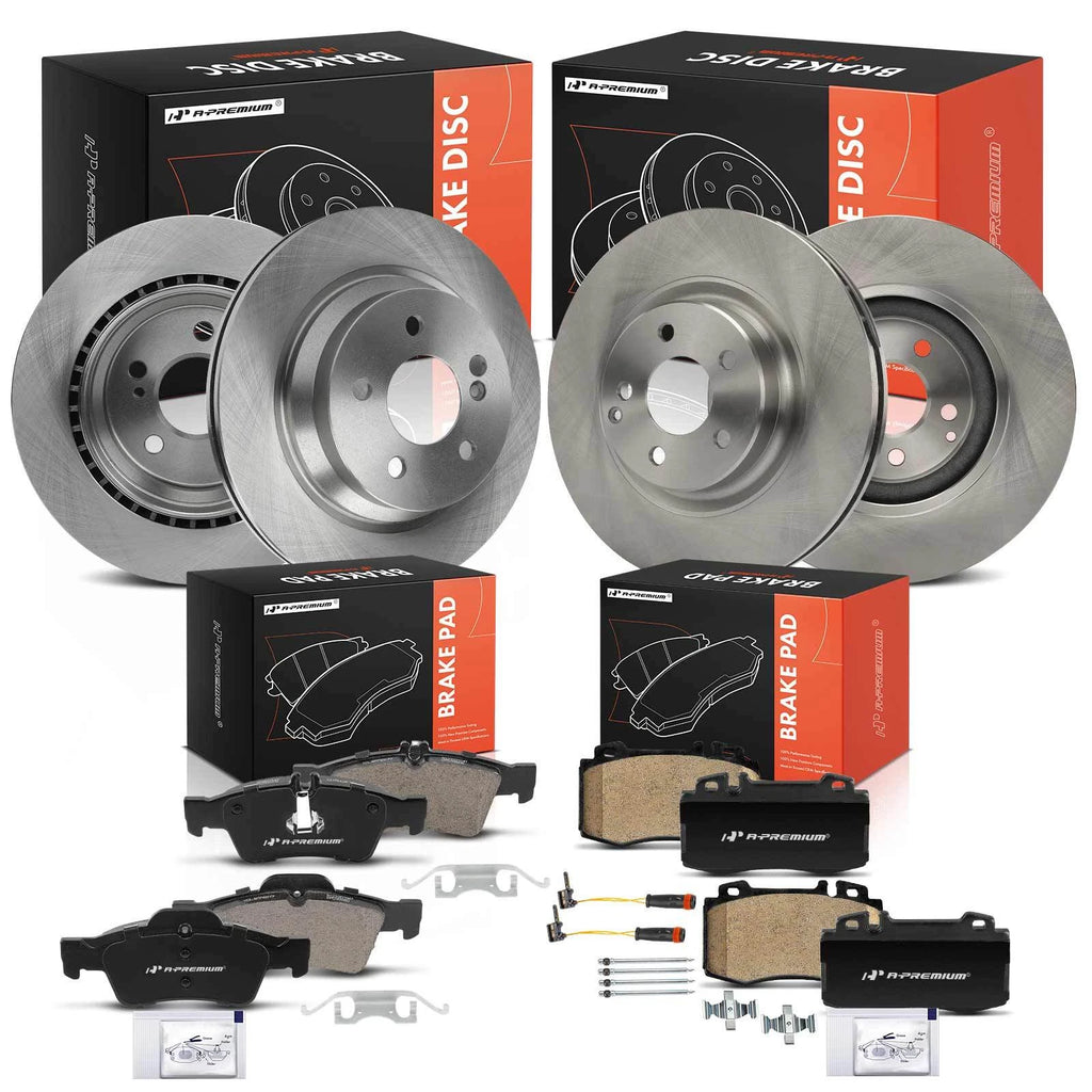 Set of 4 Disc Brake Rotors & Ceramic Pads for Mercedes E550 (2007–2009)