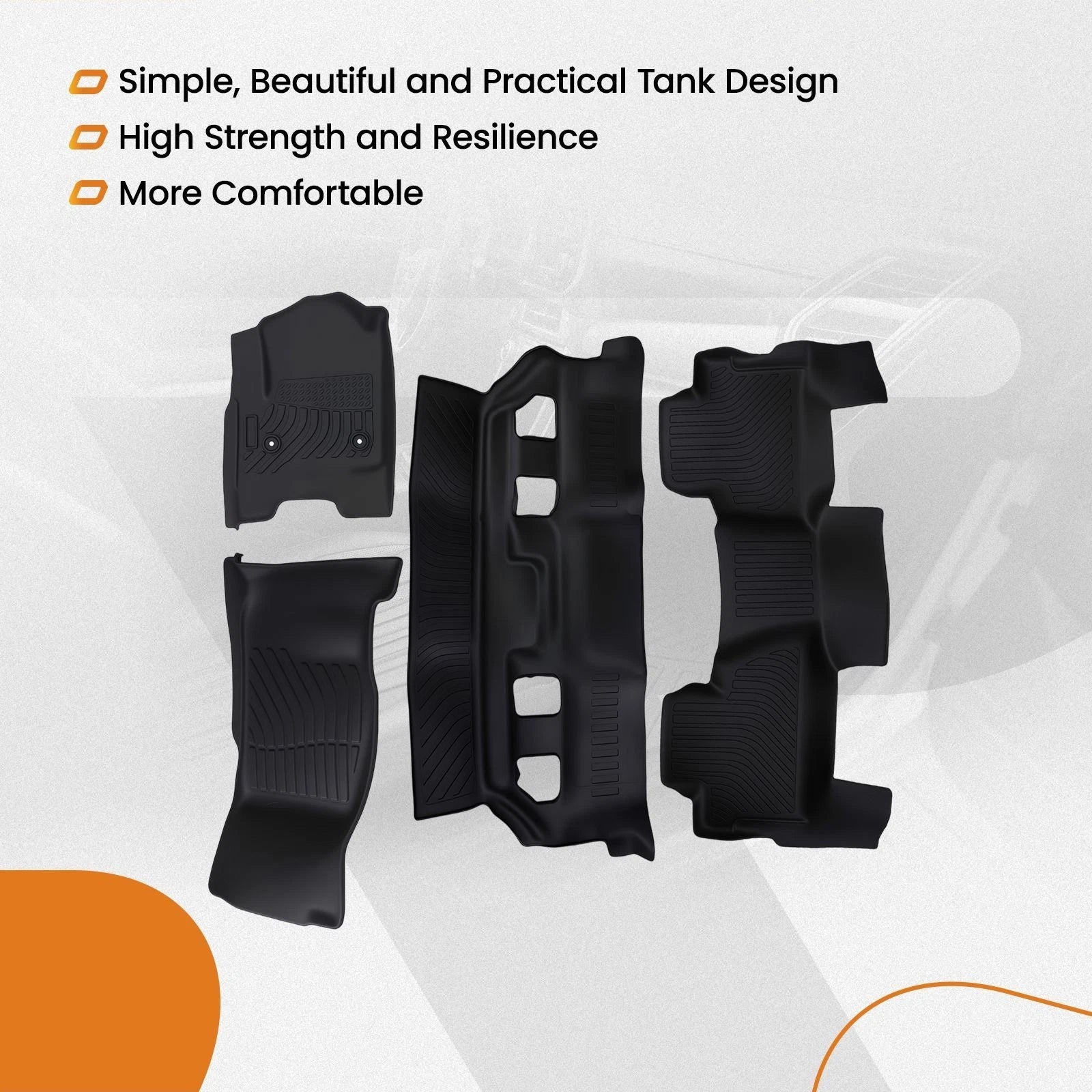 All-Weather Floor Mats for Chevrolet Tahoe/GMC Yukon (2015–2020) TPE Black