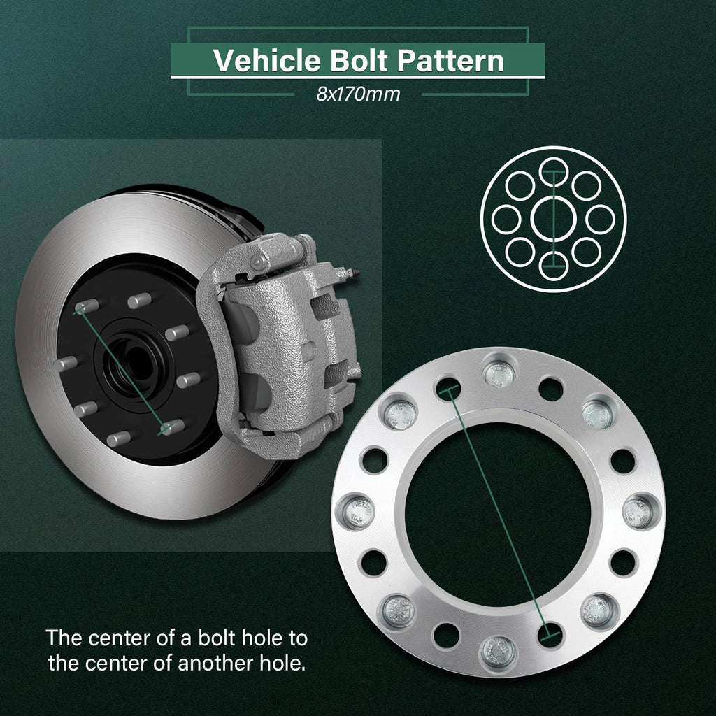 4X 2" Wheel Adapters 8x170 to 8x180 14x1.5 for Ford F250 F350 (2003–2022)