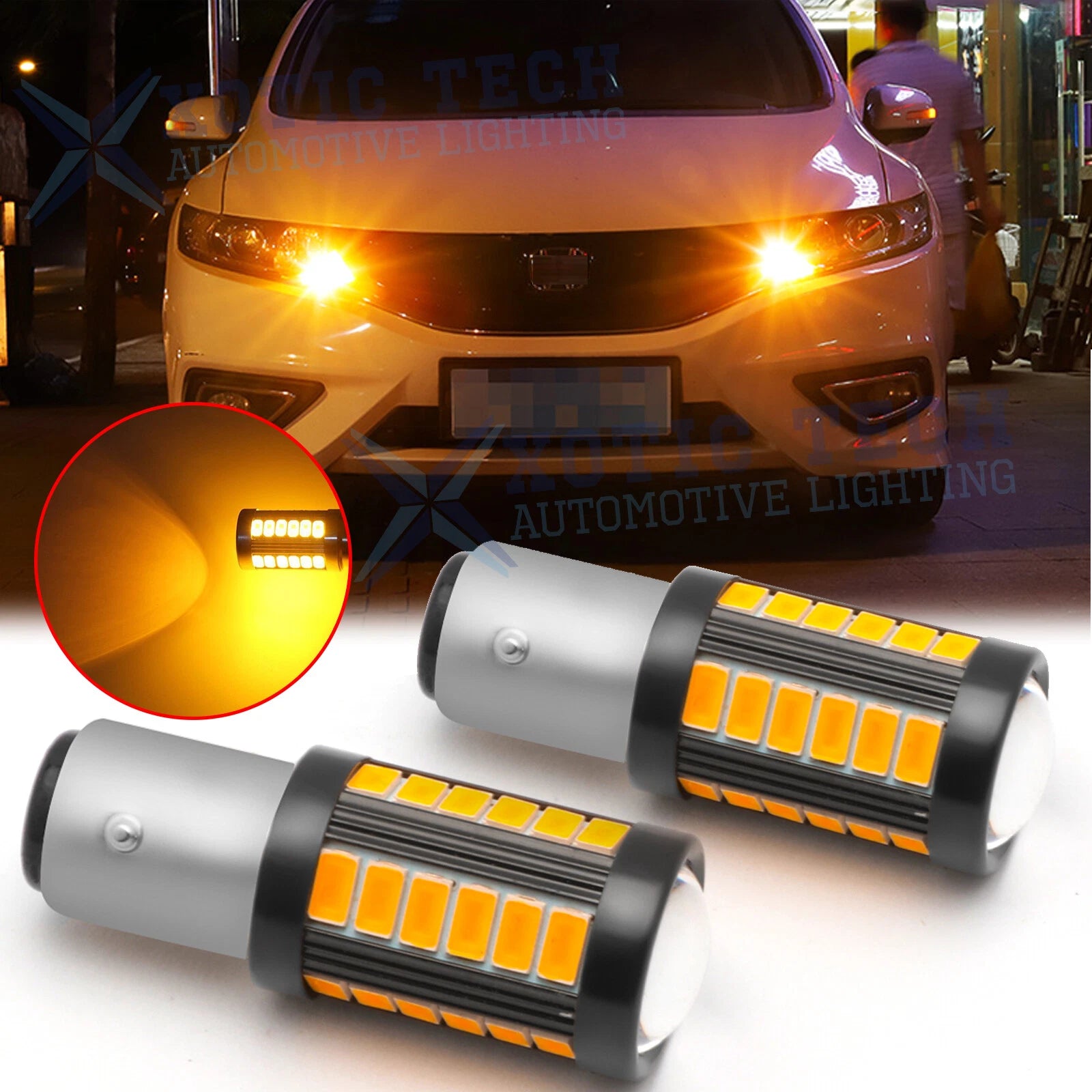1157 LED Amber 3000K Front Rear Turn Signal Parking DRL (2000–2009)