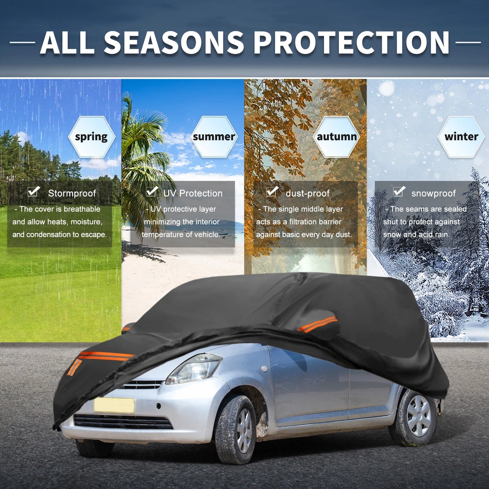 Waterproof Car Cover for Toyota Passo (2004–2023) - Aluminum Film, Zipper