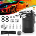 Oil Catch Can Kit for Universal Vehicles (300ML, Black, Baffled, Aluminum)