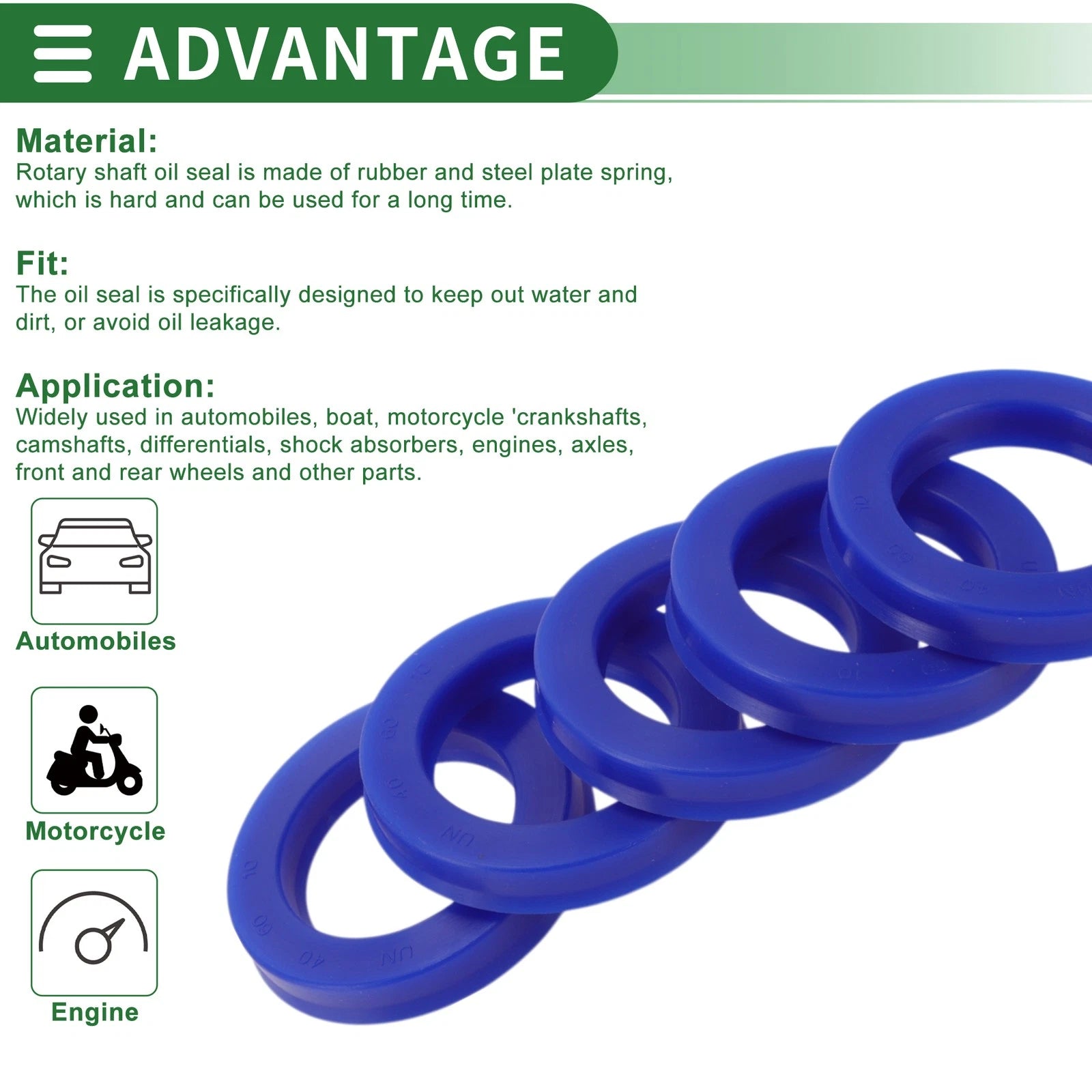 Set of 5 Oil Seal Rotary Shaft Seal 40x60x10mm High Pressure TPU