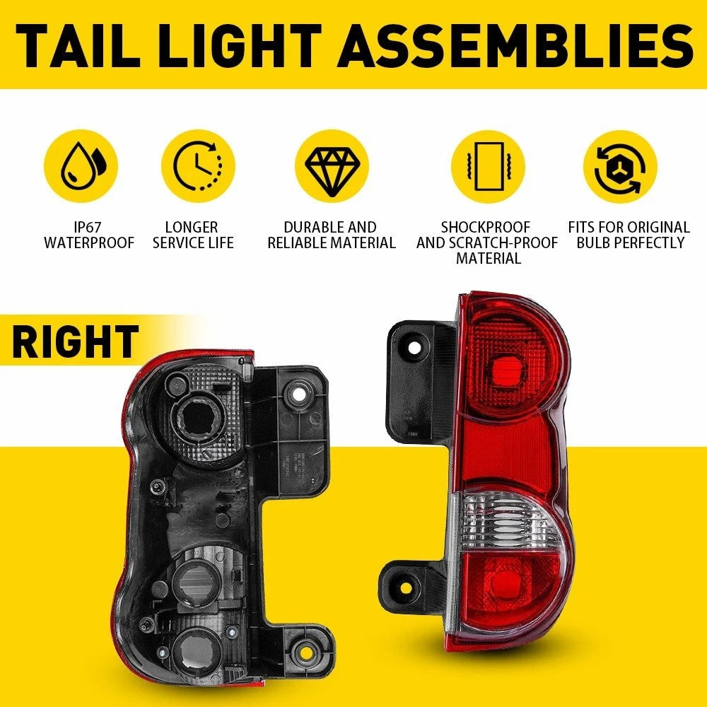 Pair Tail Lights for Nissan NV200 (2013–2017) Red Clear Lens