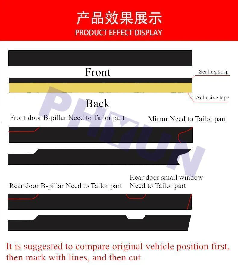 Rubber 157'' x 0.6'' Car Side Door Window Glass Seal Rain Visor Strip Universal