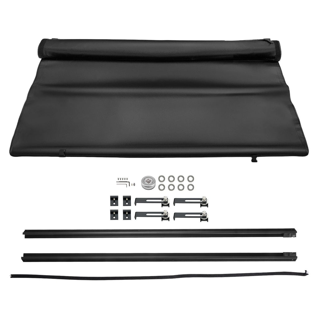 6ft Soft Tonneau Cover for Toyota Tacoma (2016–2023) Roll-Up Black, LED